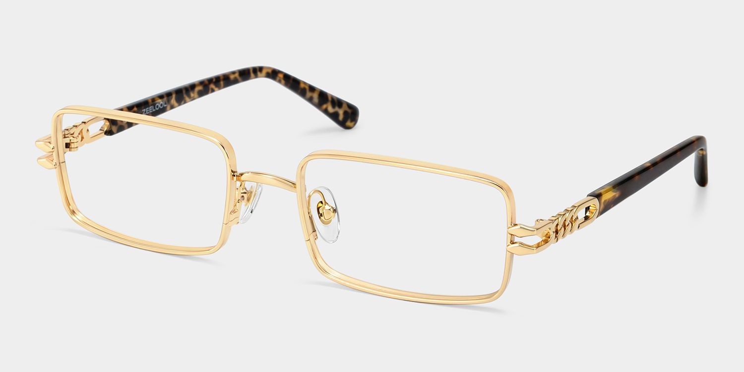 Olivia Gold Rectangle Glasses | ZEELOOL2
