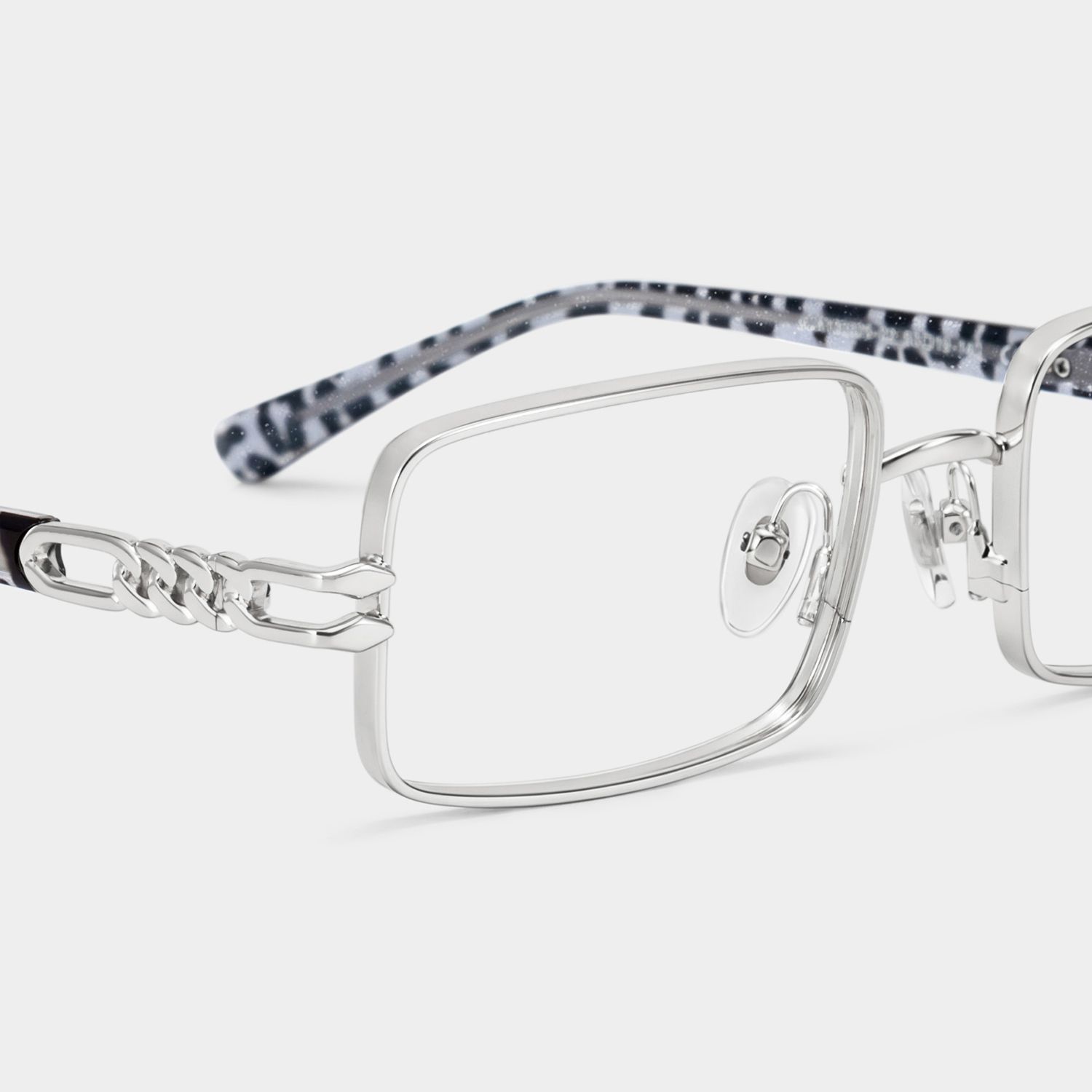 Olivia Silver Rectangle Glasses | ZEELOOL4