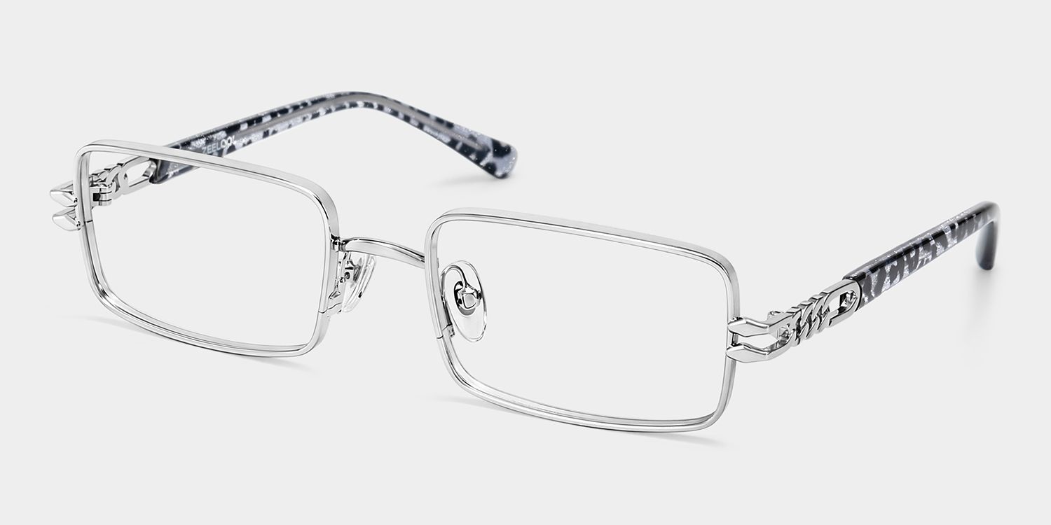 Olivia Silver Rectangle Glasses | ZEELOOL2