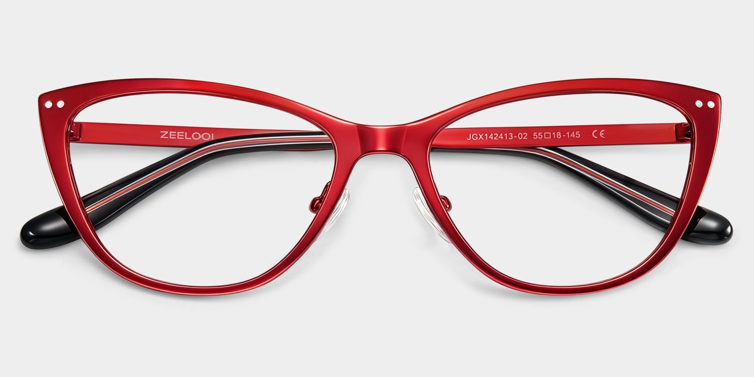 Katherine Red Cat-Eye Glasses | ZEELOOL1