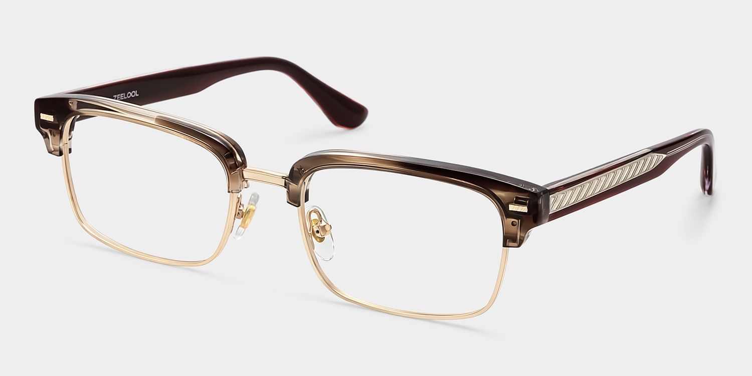 Eden Brown Rectangle Frame Glasses for Men | ZEELOOL2