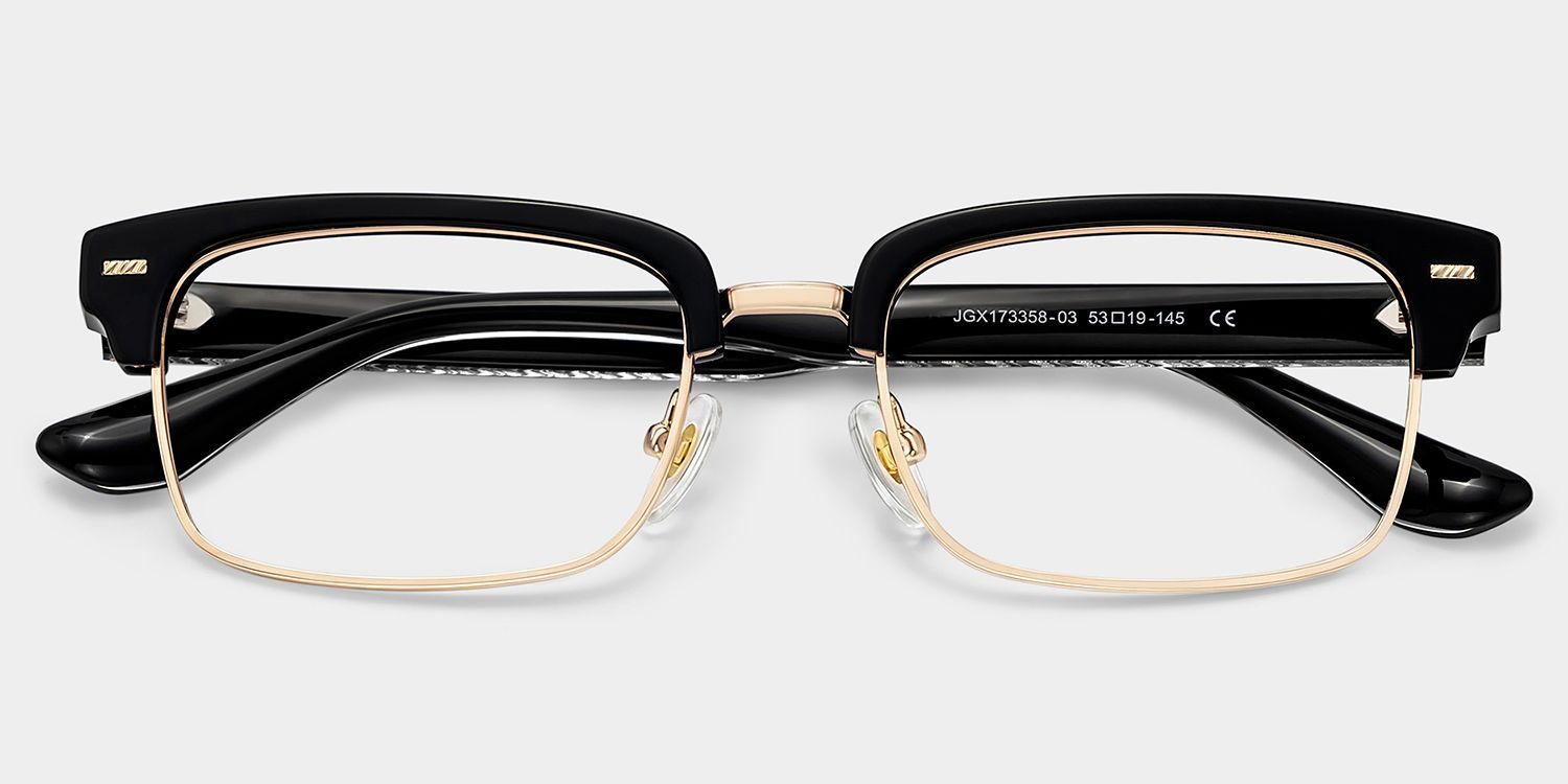 Eden Rectangle Black Frames Glasses in Rx Option | ZEELOOL1