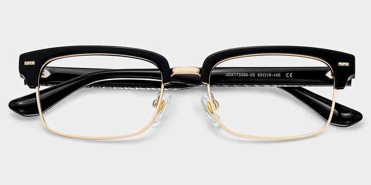 Eden Black Rectangle Glasses