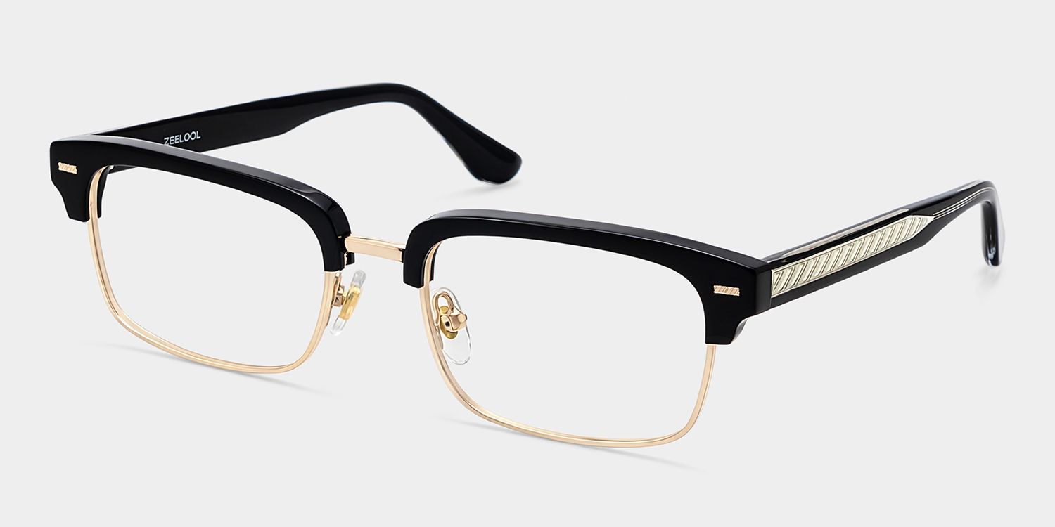 Eden Rectangle Black Frames Glasses in Rx Option | ZEELOOL2