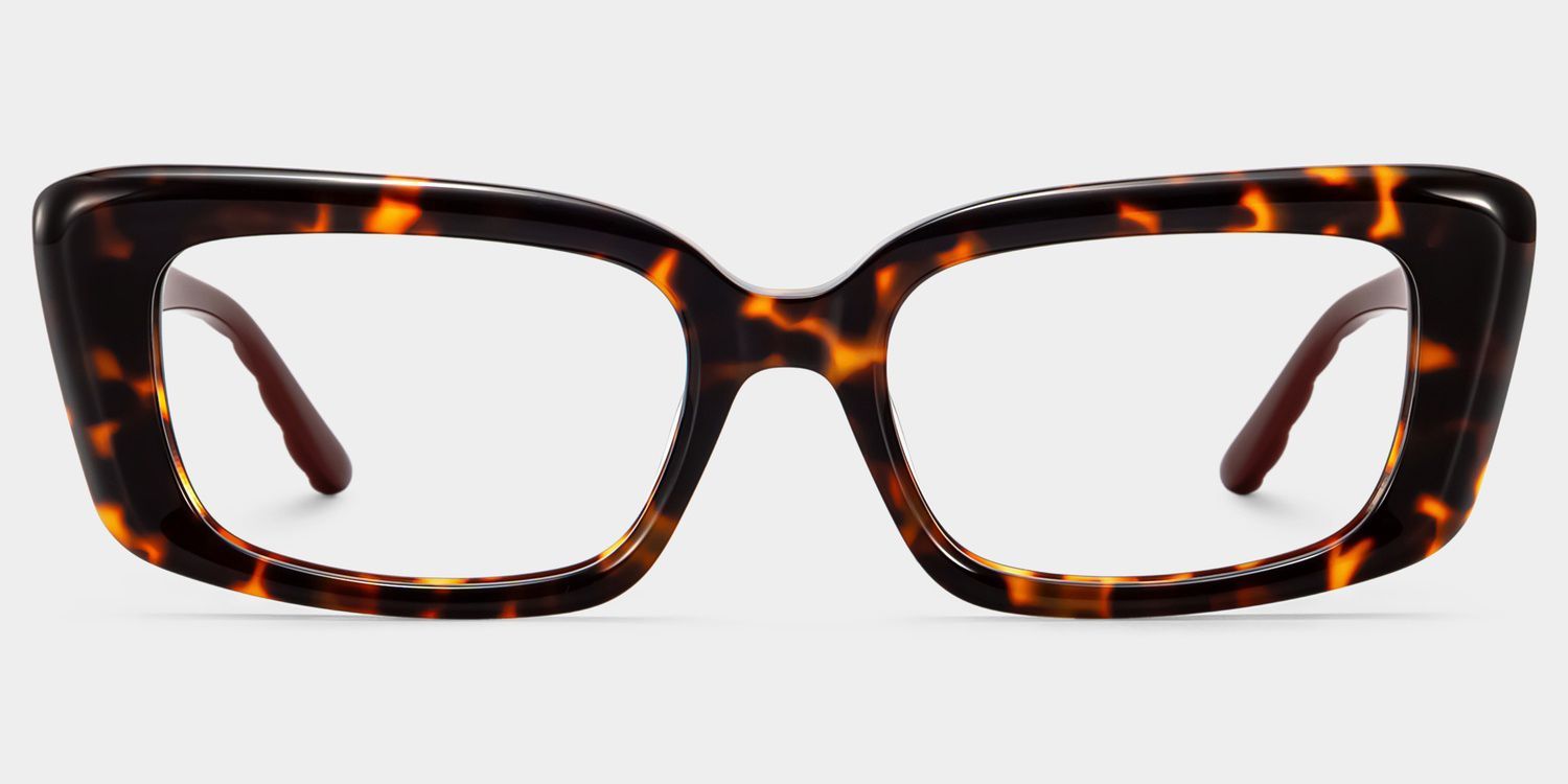 Shiny Tortoise Rectangle Glasses | ZEELOOL0