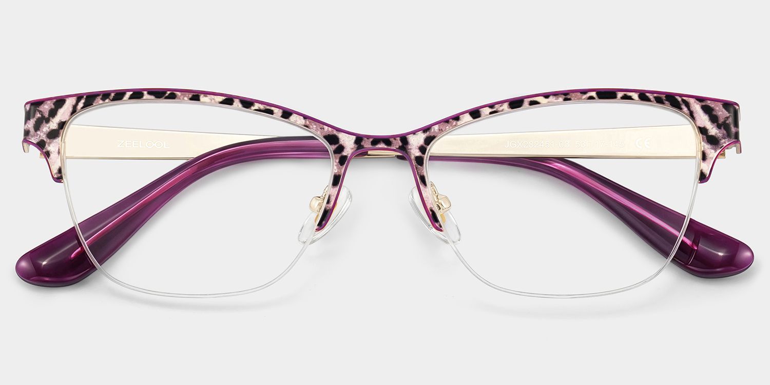 Dorian Purple Leopard Print Cat-Eye Glasses | ZEELOOL1