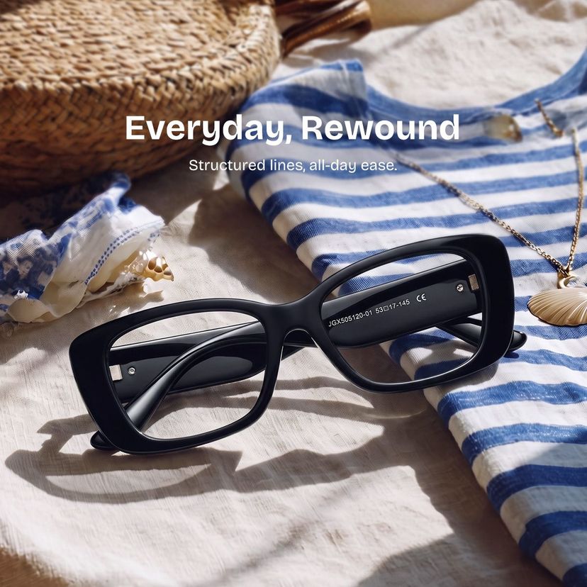 Hannah Black Rectangle Glasses