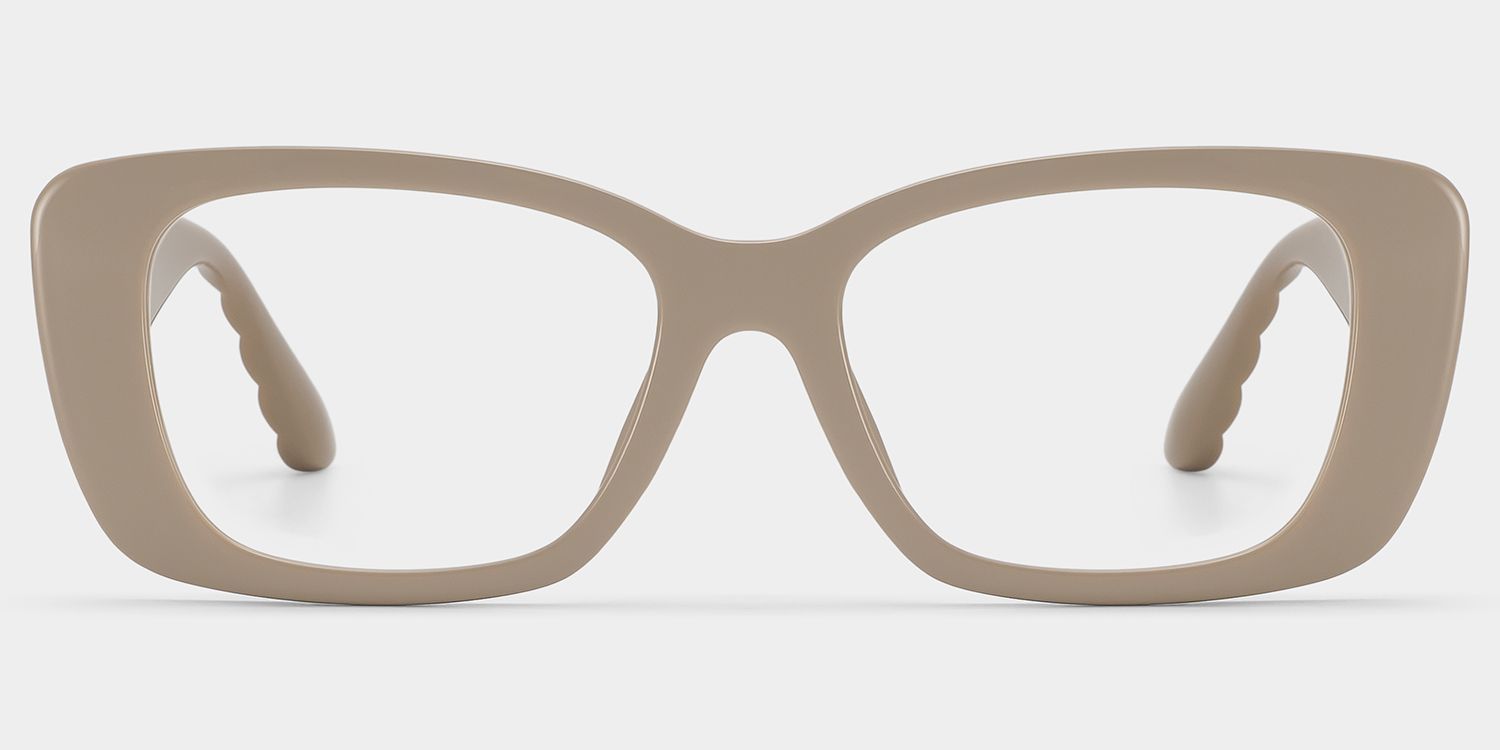 Hannah Beige Rectangle Frame Glasses | ZEELOOL1