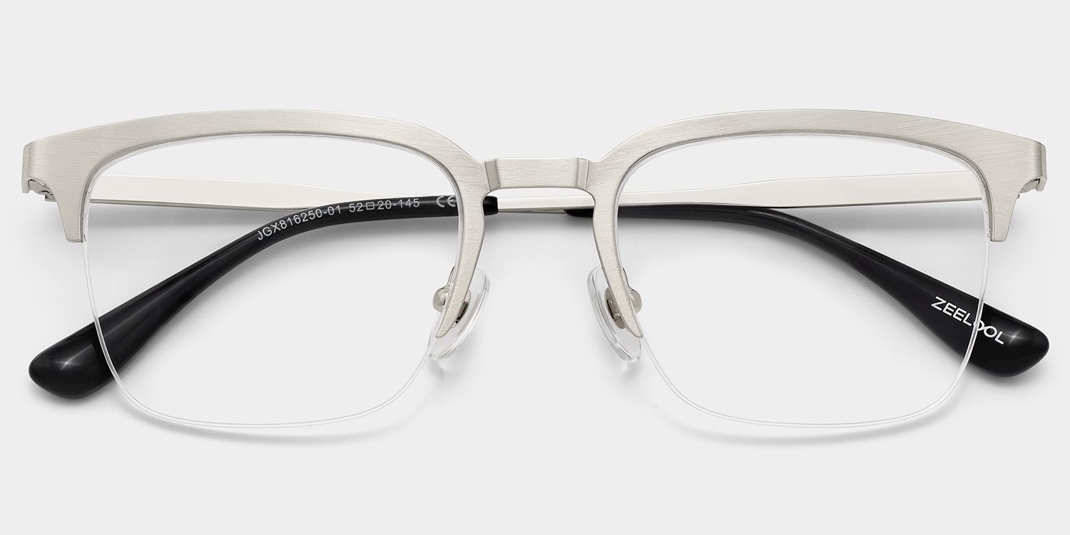 Peyton Browline Glasses Frames in Silver Color | ZEELOOL1