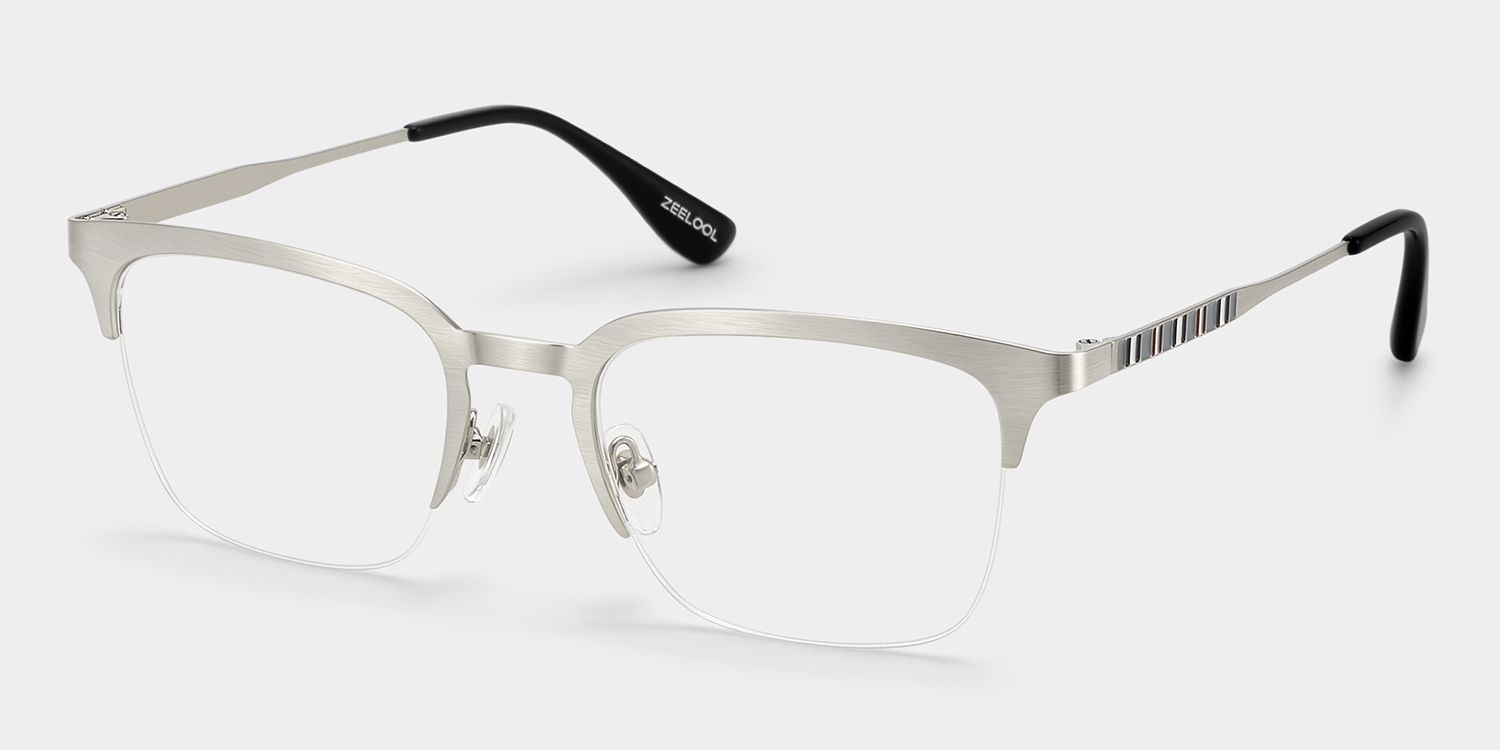 Peyton Browline Glasses Frames in Silver Color | ZEELOOL2