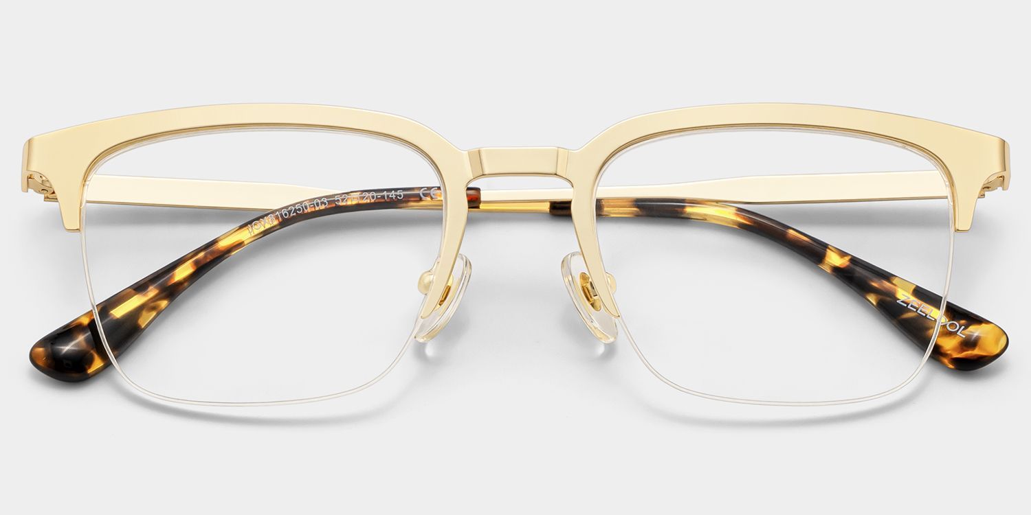 Peyton Gold Browline Frame Glasses for Men | ZEELOOL1