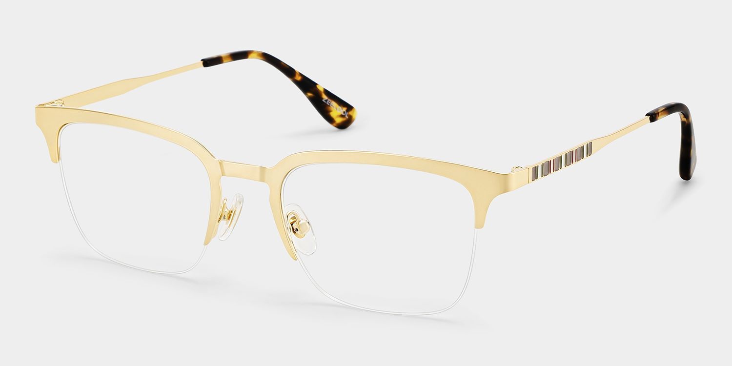 Peyton Gold Browline Frame Glasses for Men | ZEELOOL2