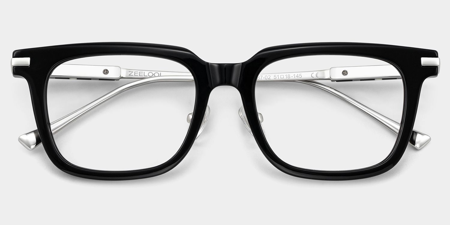Rayne Black Square Thin Frame Glasses for Men | ZEELOOL1