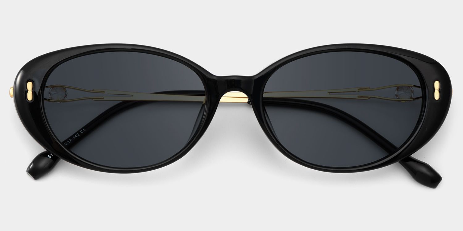 Blaire Oval Black Prescription Sunglasses | ZEELOOL1