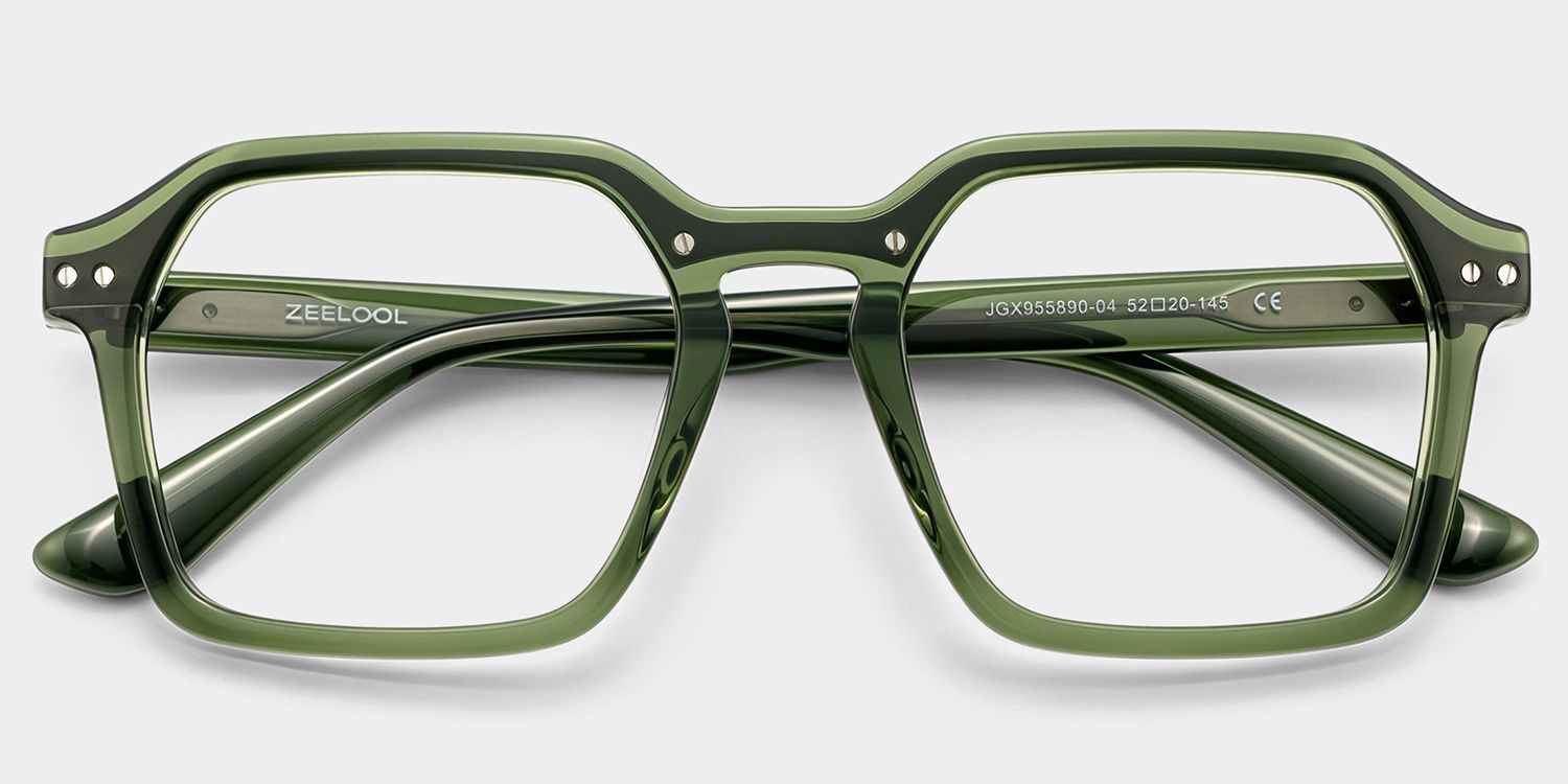 Brendan Green Geometric Mixed Frame Glasses | ZEELOOL1