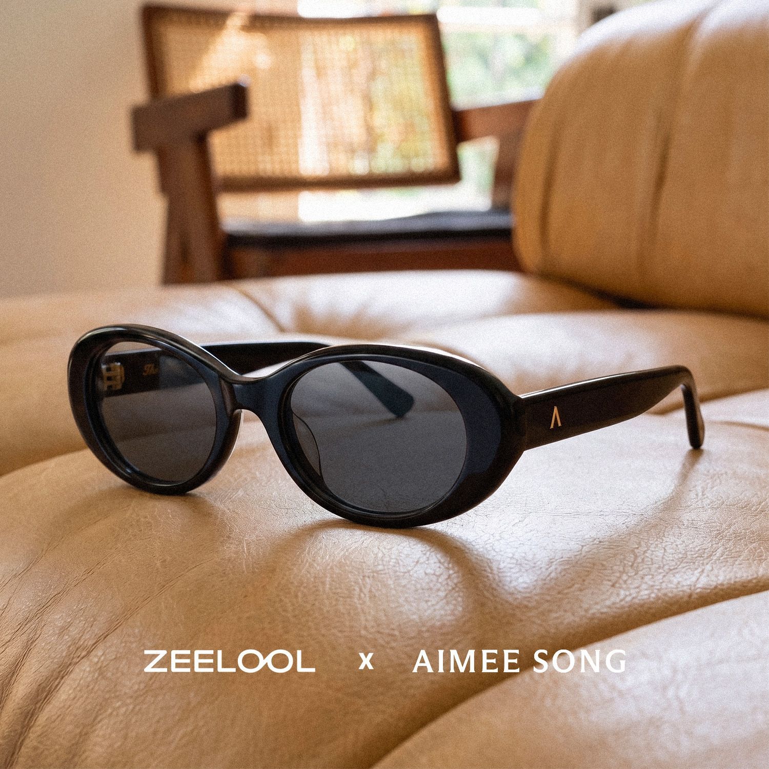 ZEELOOL x Aimee Song The 90s Black Oval Sunglasses0