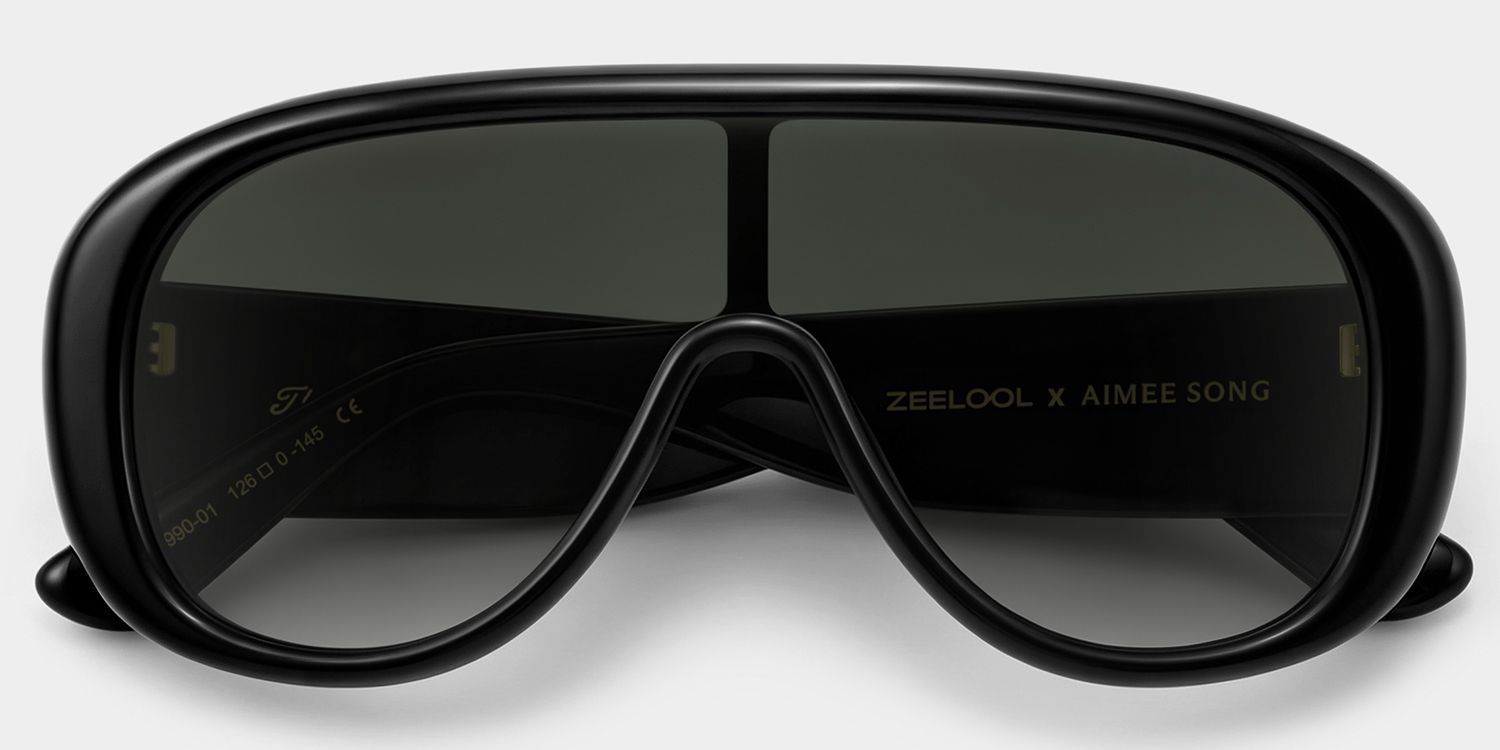 ZEELOOL x Aimee Song The Shield Black Sunglasses2