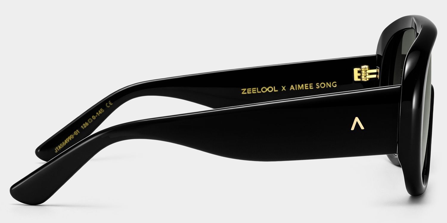 ZEELOOL x Aimee Song The Shield Black Sunglasses4