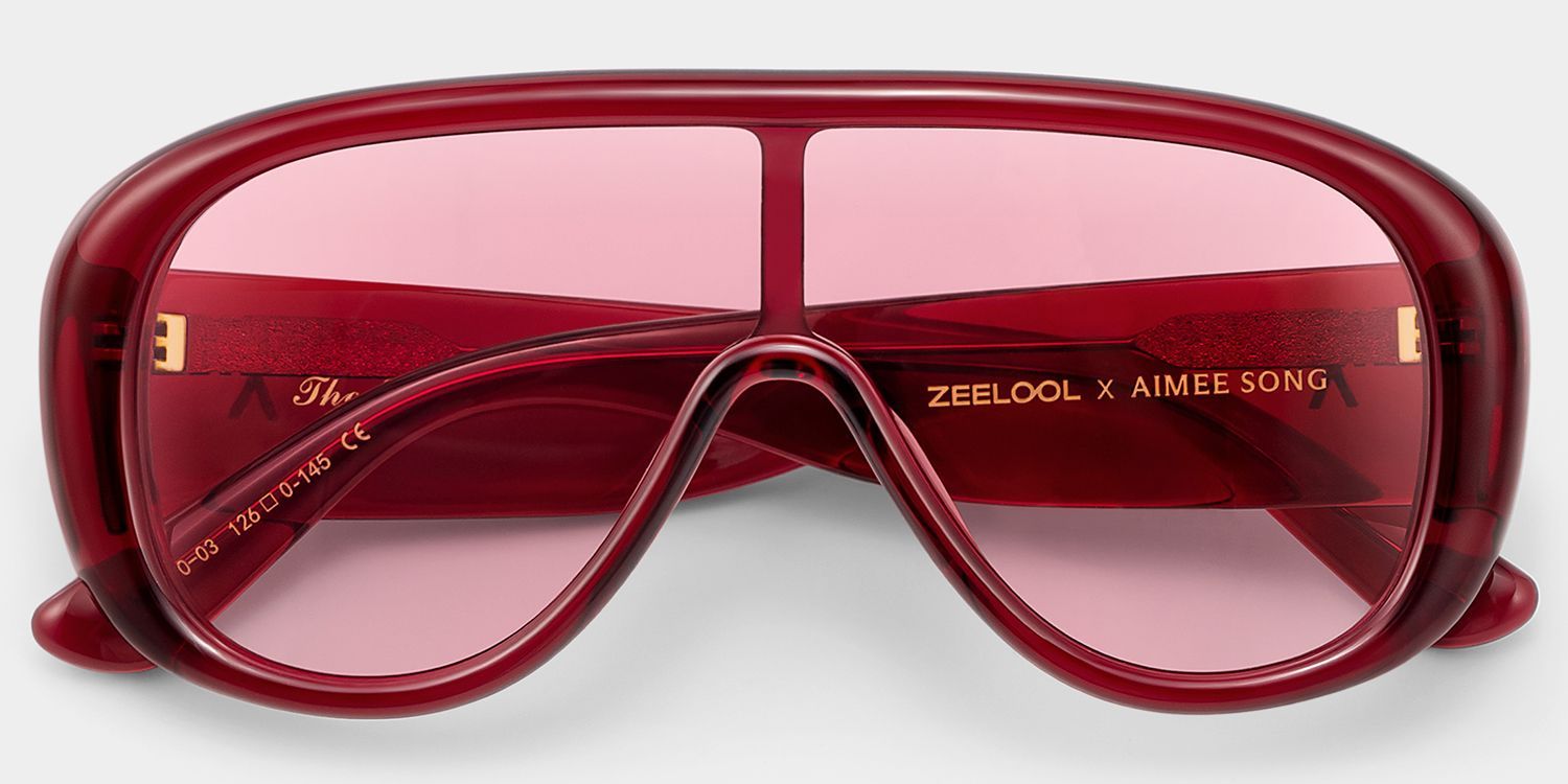 ZEELOOL x Aimee Song The Shield Red Sunglasses2