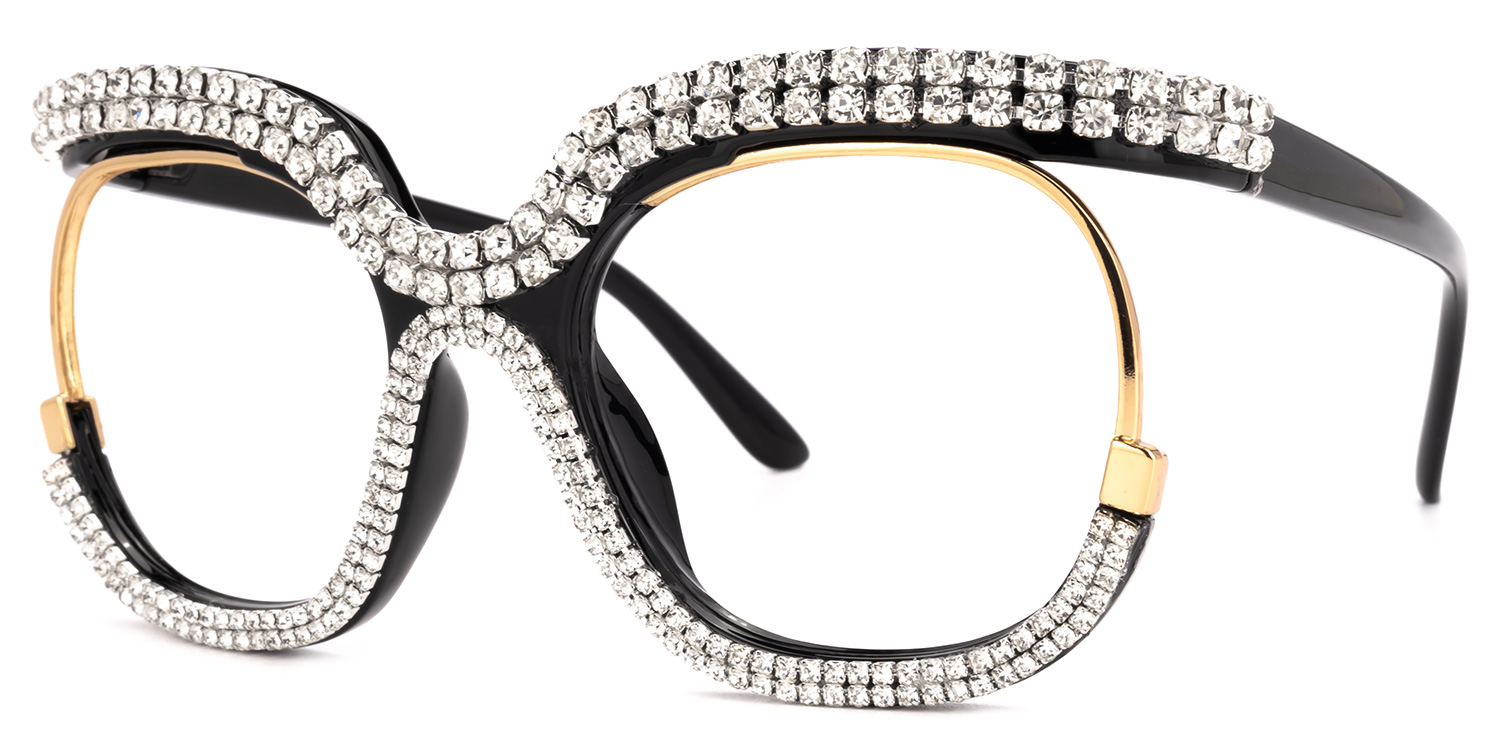 Veasley Square Rhinestone Prescription Glasses1