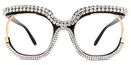 Veasley Square White Rhinestone Glasses0