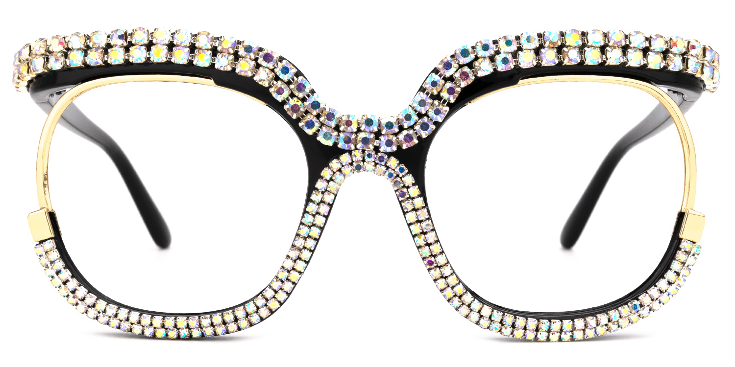 Veasley Square Multicolor Rhinestone Studded Glasses0