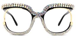 Veasley Square Multicolor Rhinestone Glasses0
