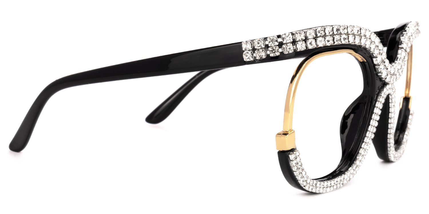 Veasley Square White Rhinestone Glasses2