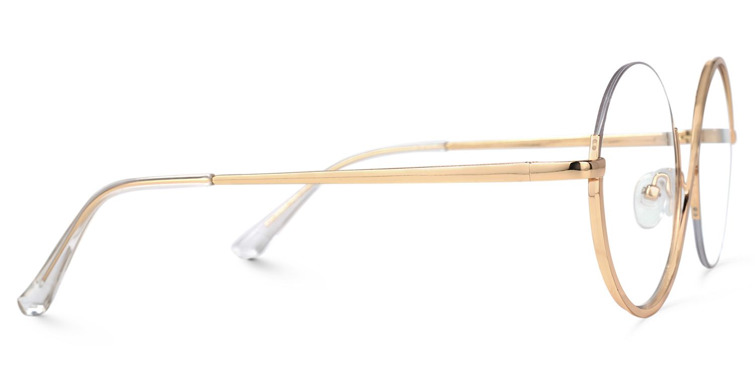 Flozif Gold Metal Circle Wire Frame Glasses | ZEELOOL UK2