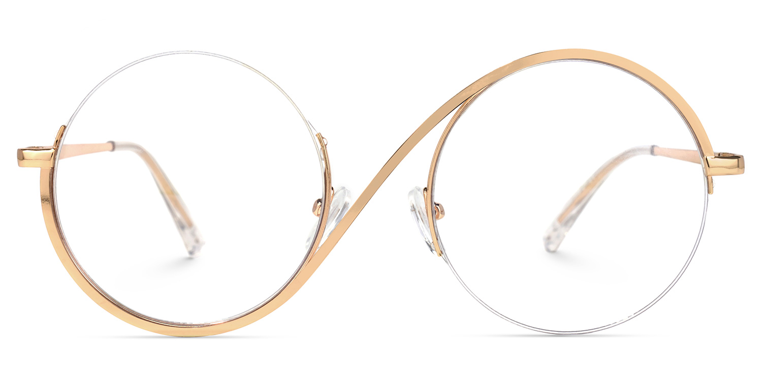 Flozif Gold Metal Circle Wire Frame Glasses | ZEELOOL UK0