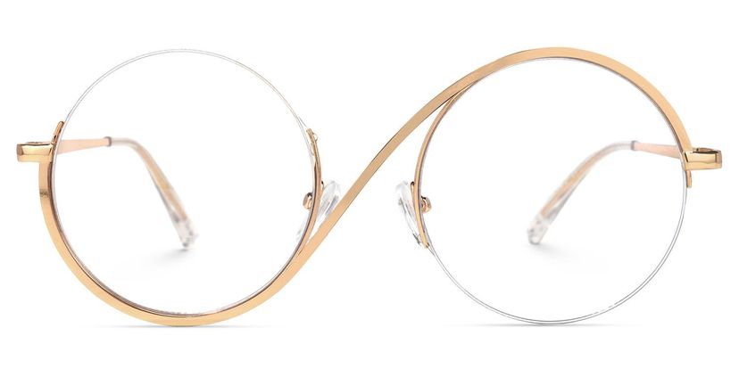 Flozif Gold Round Glasses