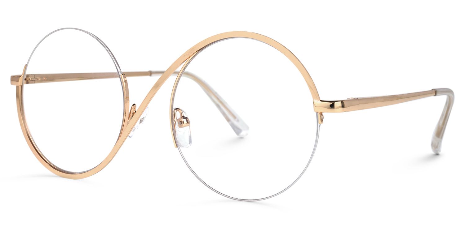 Flozif Gold Metal Circle Wire Frame Glasses | ZEELOOL UK1