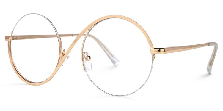 Flozif Gold Round Glasses