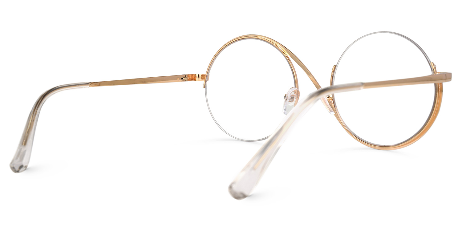 Flozif Gold Metal Circle Wire Frame Glasses | ZEELOOL UK3